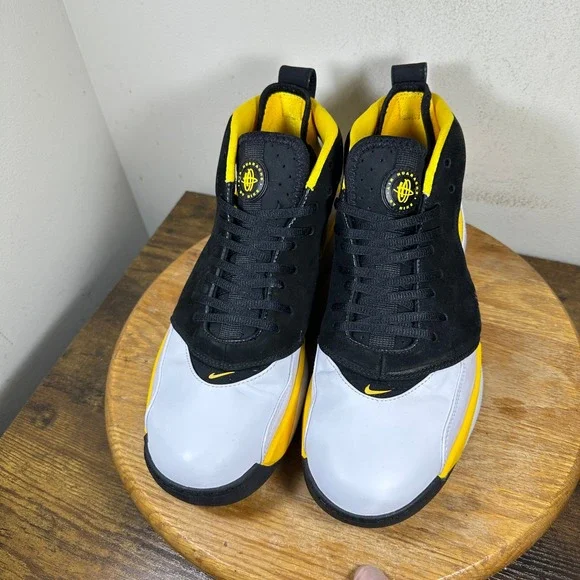 Nike Air Huarache 64 Elite Black White Yellow Shoes 313386-102 Mens 12